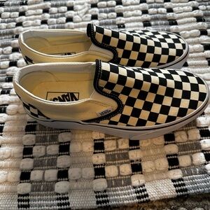 Vans Checkerboard Slip-On Shoes - Black and White